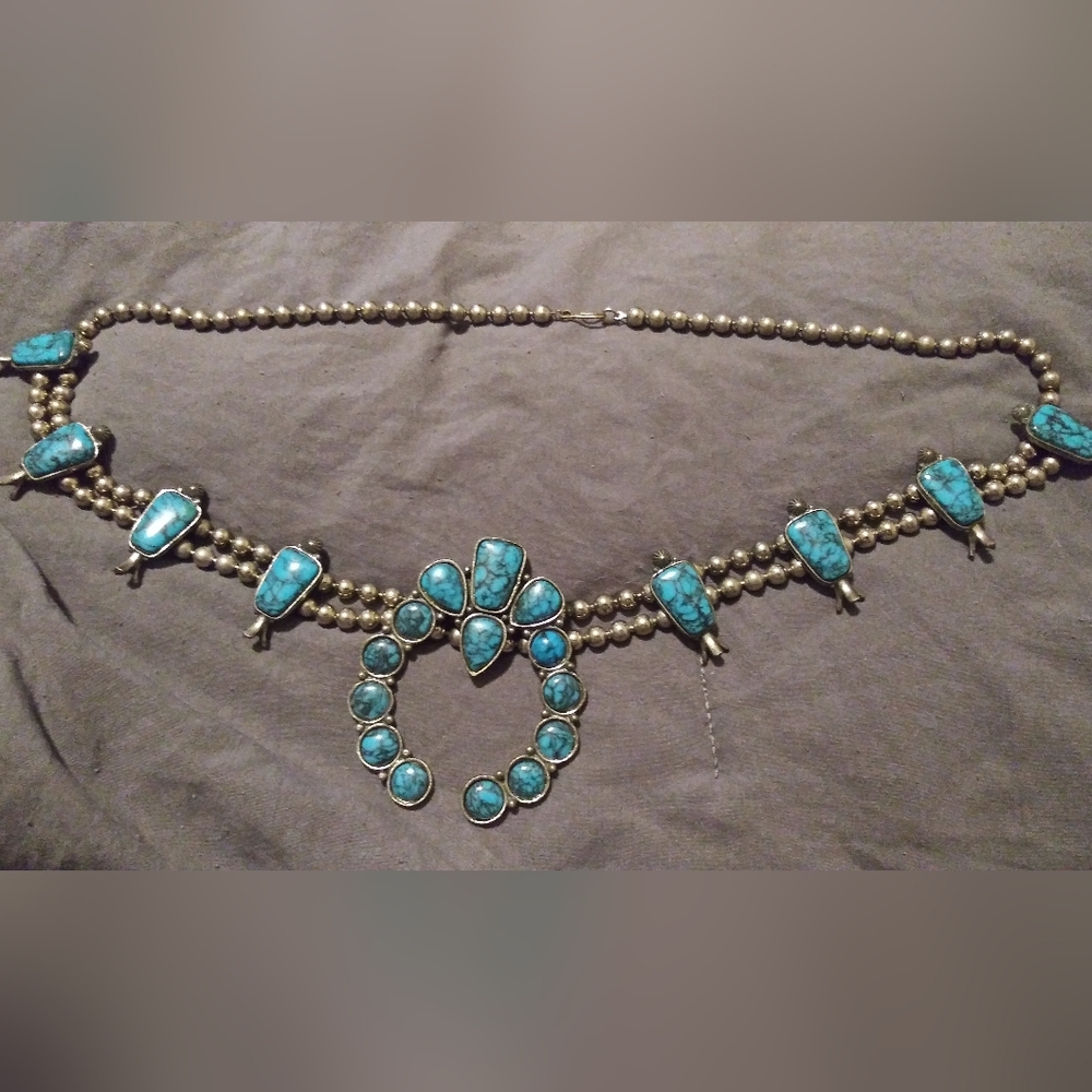 26" Silver Squash Blossom Necklace
